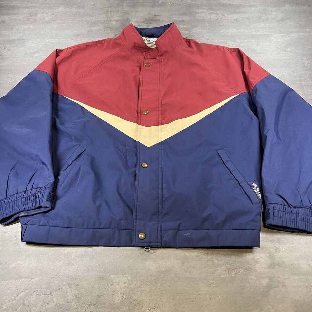Vintage 90s‎ Goretex Jacket Men Large Blue Red Golf Full Zip Colorblock USA Flag